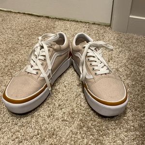 Vans platform tan shoes.